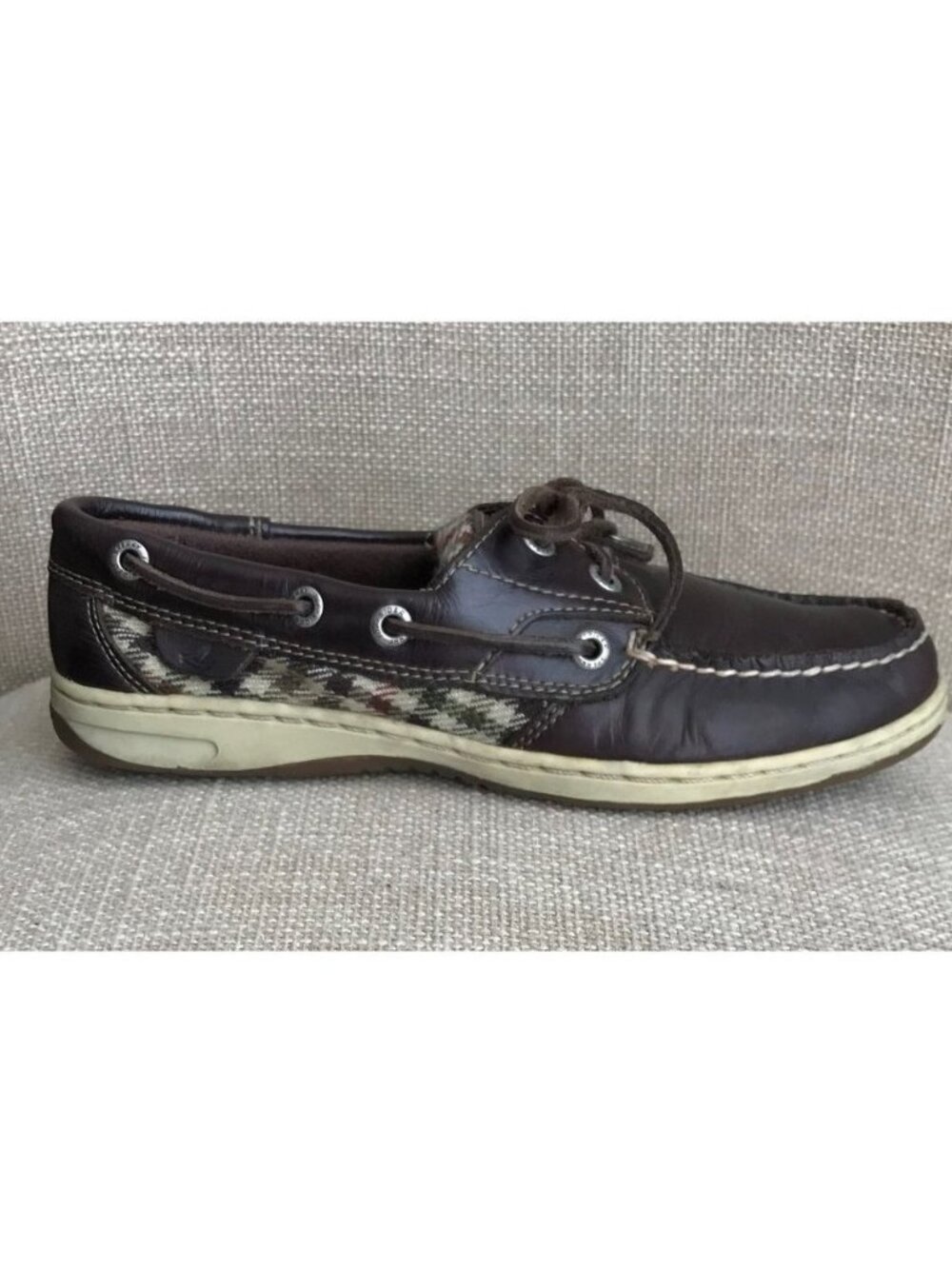 Sperry Top-Sider Brown / Plaid Loafer Boat Shoes 7 M